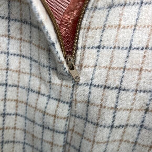 Vintage Kellwood Company Wool Plaid A-Line Skirt Beige Gray Check Lined Size 10 - Picture 7 of 10